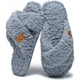 Жіночі плюшеві домашні тапочки SMajong, зимові, теплі, м'які, з антиковзким покриттям, сірі, 38/39 EU