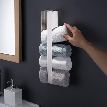 Тримач для рушників ZUNTO без свердління, самоклеючий, з нержавіючої сталі, 40 см, срібний