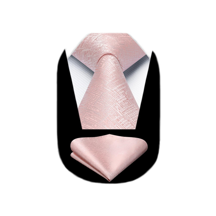 Краватка для чоловіків Hisdern однотонна формальна краватка з нагрудним хустинкою, комплект. Класичний стиль, для весілля, ділових зустрічей, вечірок (Рожевий)