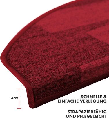 Casa Pura килимки на сходи самоклеючі напівкруглі червоні 15 шт. 65 x 23,5 см, сучасний дизайн | Casa Pura Via Veneto