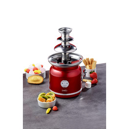 Шоколадний фонтан SIMÉO FCH450, 90 Вт, вінтажний дизайн, червоний, 18x16x32.5 см