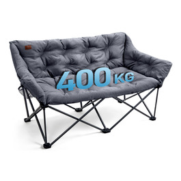 Кампінговий стілець-ліжко EVER ADVANCED для двох осіб, 145 см, сірий, до 400 кг, з високою спинкою, для саду, балкону, кемпінгу