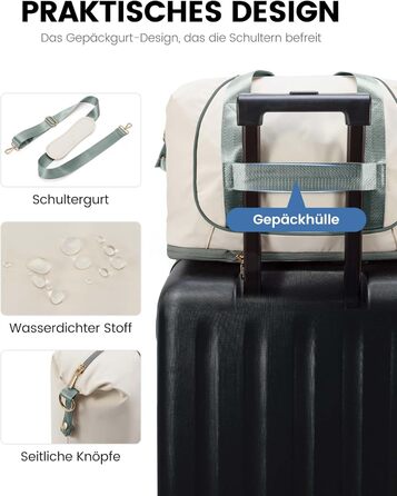 LOVEVOOK Сумка ручної поклажі Ryanair 40x30x20, розширювана, для подорожей літаком, зелена