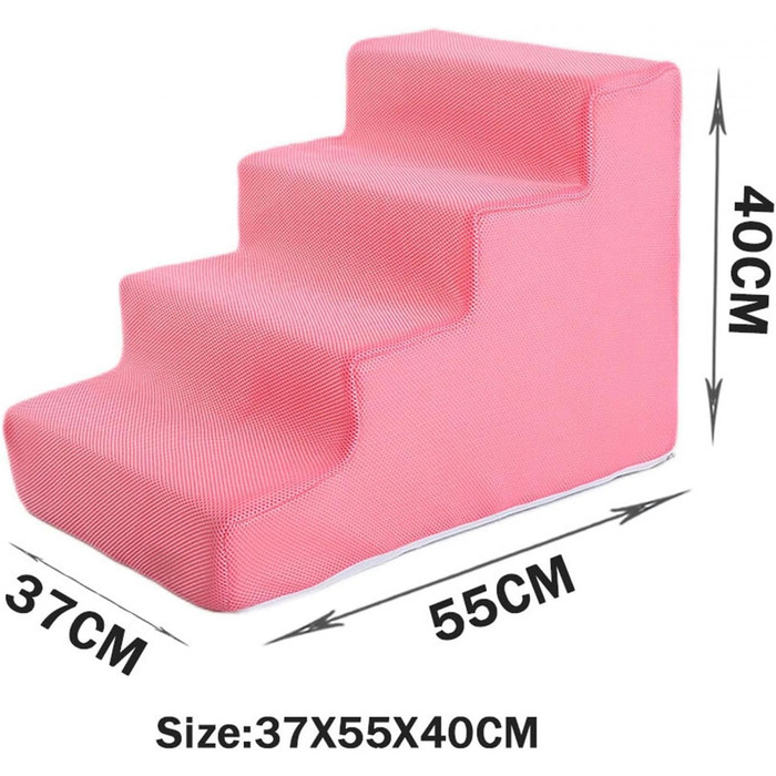 Сходинки для тварин Sharplace з 4 сходинок, рожеві: безпечні та зручні для собак та котів