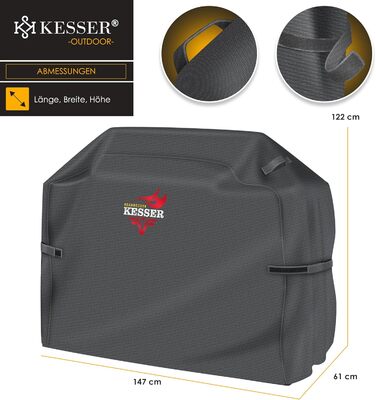Чохол для газового гриля KESSER Premium, водонепроникний, 600D оксфорд, антрацит, 147x61x122 см, для Weber, Brinkmann, Char Broil