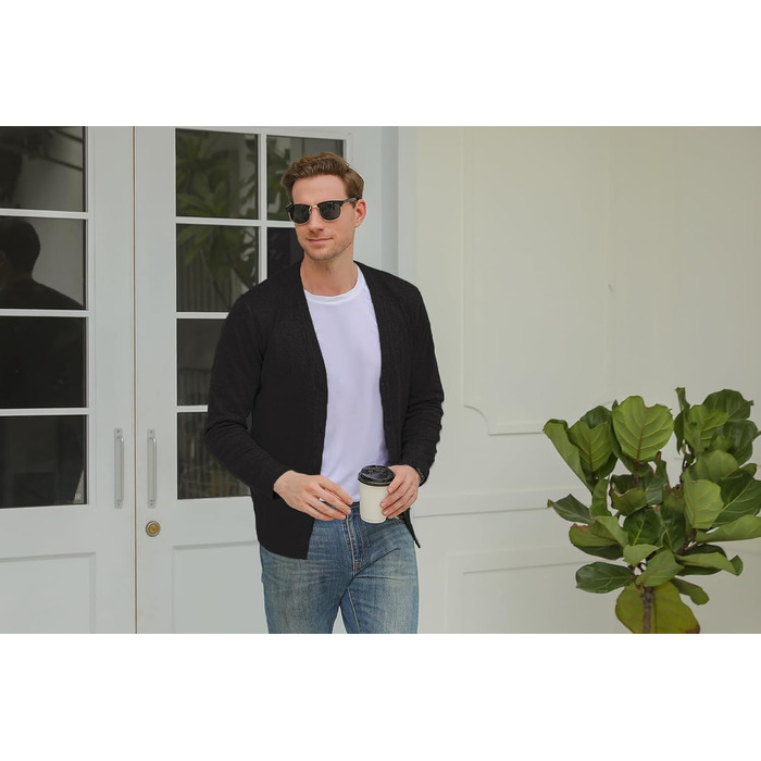 Чоловічий кардиган iClosam з V-подібним вирізом: легкий, стильний, чорний, розмір M