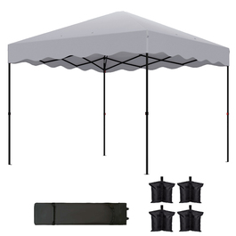 Outsunny Gazebo approx. 3x3m, water-resistant, stable, winter-proof, pop-up folding gazebo with UV protection 50+, foldable party tent, garden tent with carrying bag, garden gazebo for camping and garden, light grey | Aosom