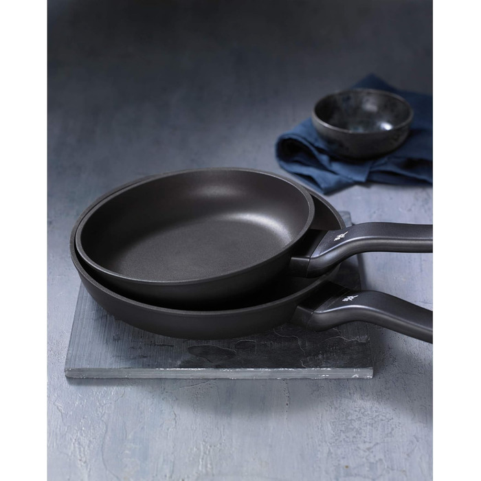 WMF PermaDur Excellent Induction Pan Set, 2-Piece, Frying Pans 28 + 24 cm, Coated Aluminum, Heat-Resistant Plastic Handle