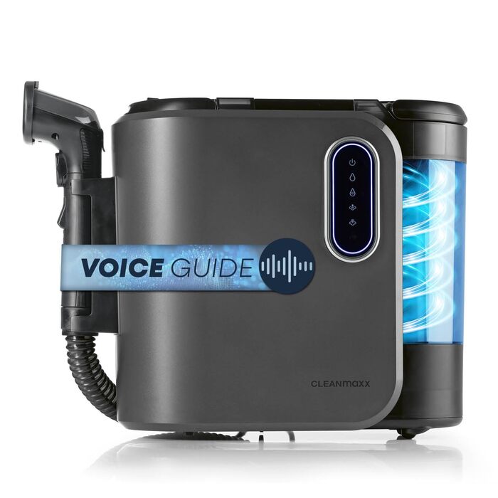 CLEANmaxx Професійний пароочисник для меблів та килимів Pro Steam | 3в1: очищувач для м'яких меблів, точковий очищувач, миючий пилосос | Видаляє плями з килимів, авто, диванів тощо. Чорний Pro Steam Touch, 2000W