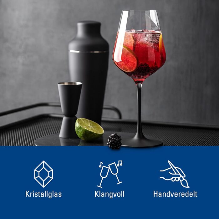 Villeroy & Boch Manufacture Rock: набір келихів для червоного вина, 4 шт., кришталеве скло, чорний колір, придатні для миття в посудомийній машині