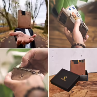 Чоловічий шкіряний гаманець DONBOLSO Slim з монетницею, RFID-захист, мінімалістичний кардхолдер, подарункова коробка
