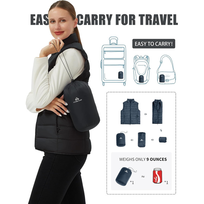 Жіноча степкова жилетка Pioneer Camp - тепла зимова жилетка без рукавів з блискавкою та кишенями, чорна, розмір S