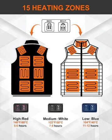 Обогревна жилетка для чоловіків та жінок, жилетка з підігрівом 15 зон та акумулятором 20000 mAh, для катання на лижах та полювання M Deep Black
