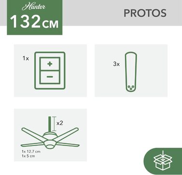 Стельовий вентилятор Hunter Protos 132 см білий з лопатями (50623) для дому та вулиці з пультом