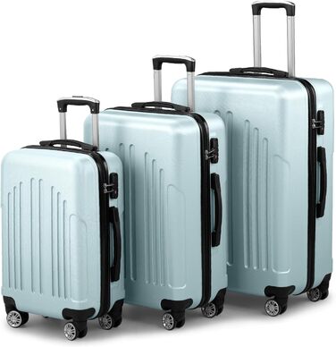 Набір валіз LALAHO 3 шт. з твердим корпусом, великий дорожній набір, валізи з колесами, ABS+PC, ручна поклажа, набір з 3 валіз, м'ятно-зелений колір