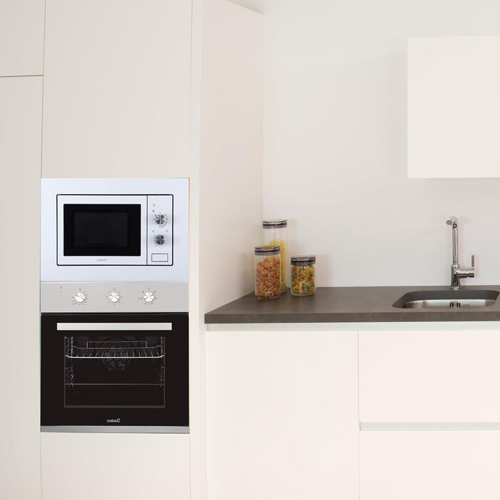 Вбудована мікрохвильова піч CATA MMA 20 WH 20L з грилем, таймером та нержавіючою сталею, 9 функцій, Ø24,5 см, білий колір