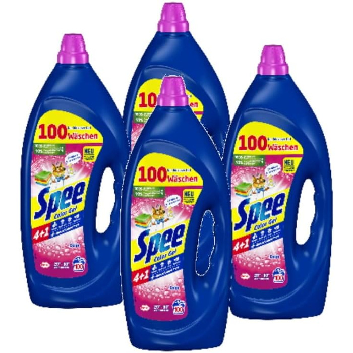 Рідкий пральний засіб Spee Aktiv Gel Color 4+1 для кольорових речей, 100 прань (2 x 50), 1.13 л, свіжий аромат