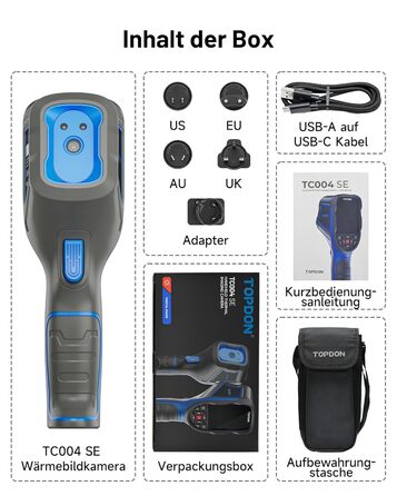 TOPDON TC004 Міні тепловізор, 240x240 IR-роздільна здатність, ручний тепловізійний прилад, 15 годин роботи від акумулятора, частота оновлення 25 Гц, діапазон температур -20℃ до 450℃, високий/низький температурний тригер (чорний)