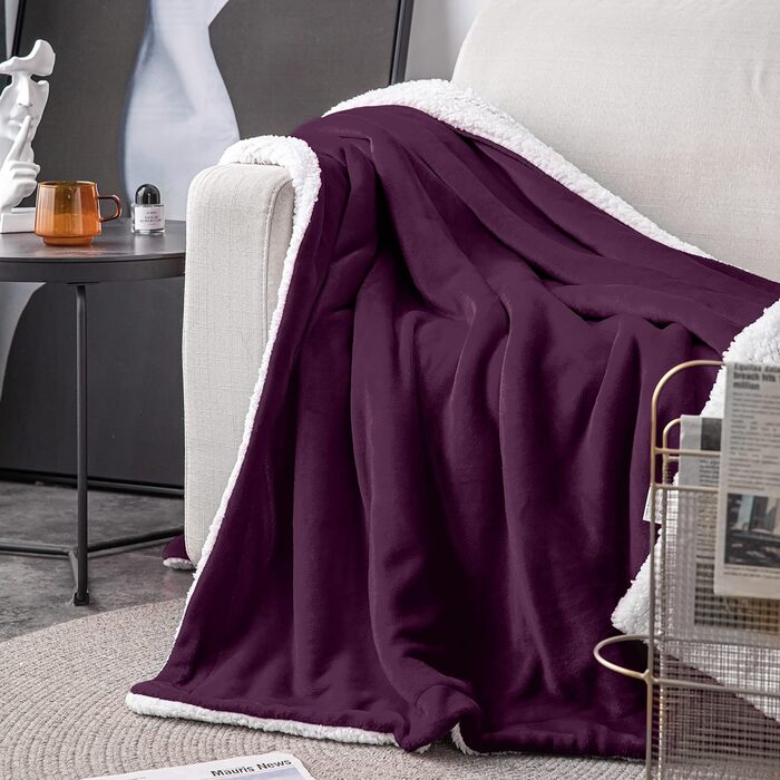 Плед Mixibaby для дому, теплий та м'який, 150 x 200 см, фіолетовий