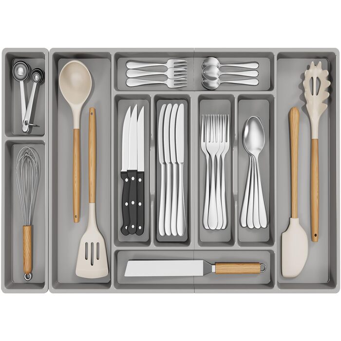 Органайзер для столових приборів Lifewit, 51.6x42 см, для 60 приборів, знімний тримач, пластик