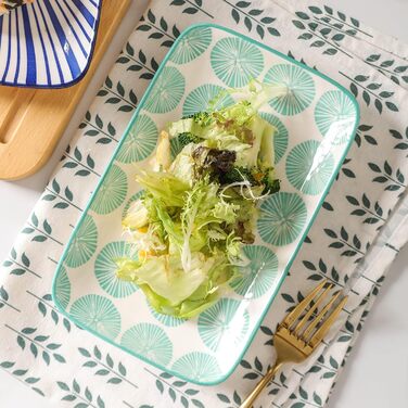 Сервіровальна тарілка Selamica 21 см, прямокутна, набір 6 шт. для подачі закусок, салатів, десертів та суші