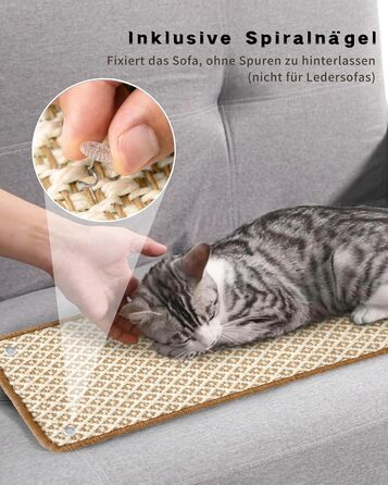 Килимок для котів JanYoo від подряпин, сизаль, 60x25 см (2 шт.), коричневий/бежевий