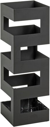 HAKU Modern White Metal Umbrella Stand - 16x48x16 cm - Black Accent