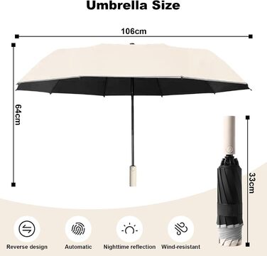 Міцний парасолька з 40 спиць, автоматичний парасолька-кніпс, діаметр 105 см - для жінок та чоловіків (Holzreis)