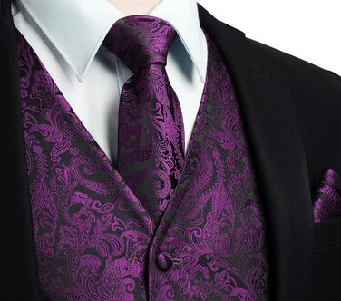 Чоловічий жилет Lila Weste Paisley жакард з краваткою та хустинкою для весілля та бізнесу, комплект до костюма, розмір M