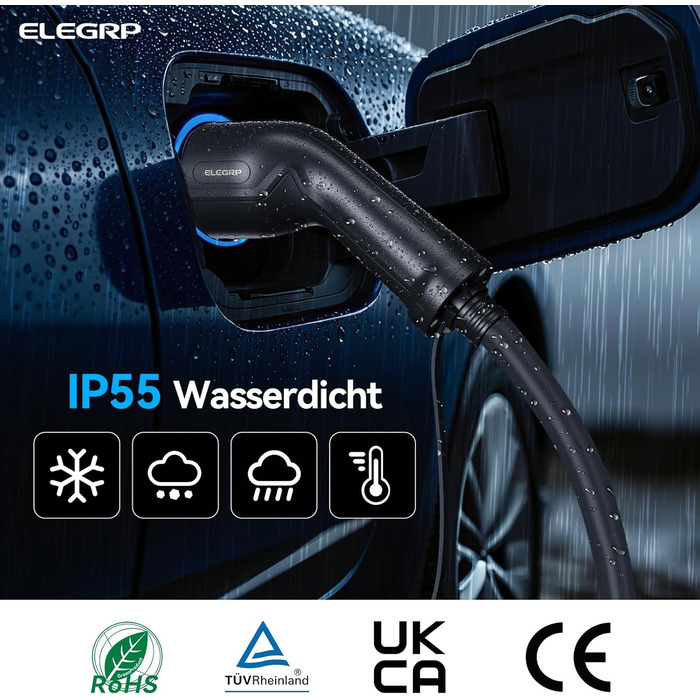 Кабель зарядки для електромобіля Typ 2 (22kW, 32A, 5м) 3-фазний, з сумкою, сумісний з Tesla, VW ID.3/4, e-Golf та іншими EV