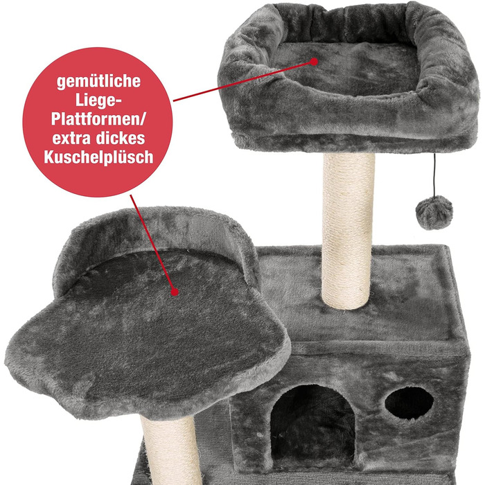 Дім для кота JAMAXX Premium XXL з когтеточкою, 165 см, сірий