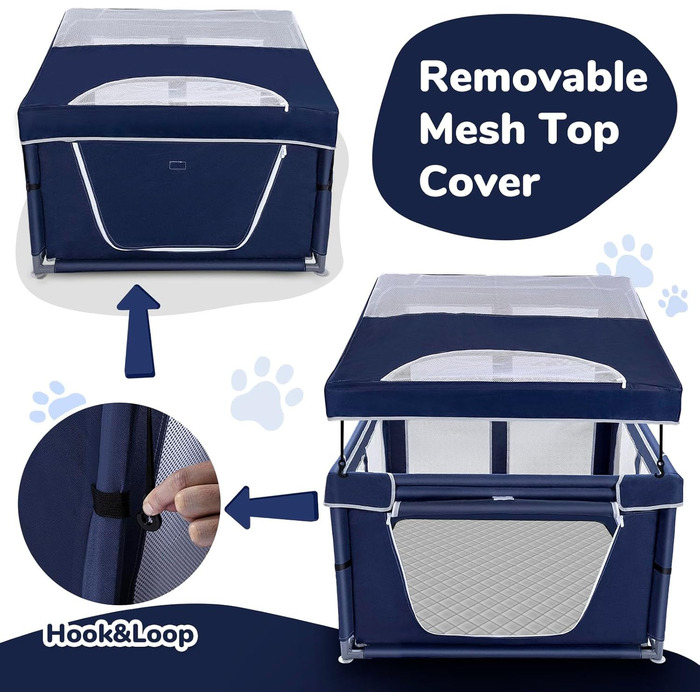 Шестигранний вольєр для собак, 114 см, м'який вольєр для цуценят з тканини 600D Oxford, стабільна конструкція з товстих нержавіючих труб, 65,6 см висоти, вольєр для малих та середніх собак (вольєр для собак 106,7 см з дахом та підстилкою для сечі, Королів