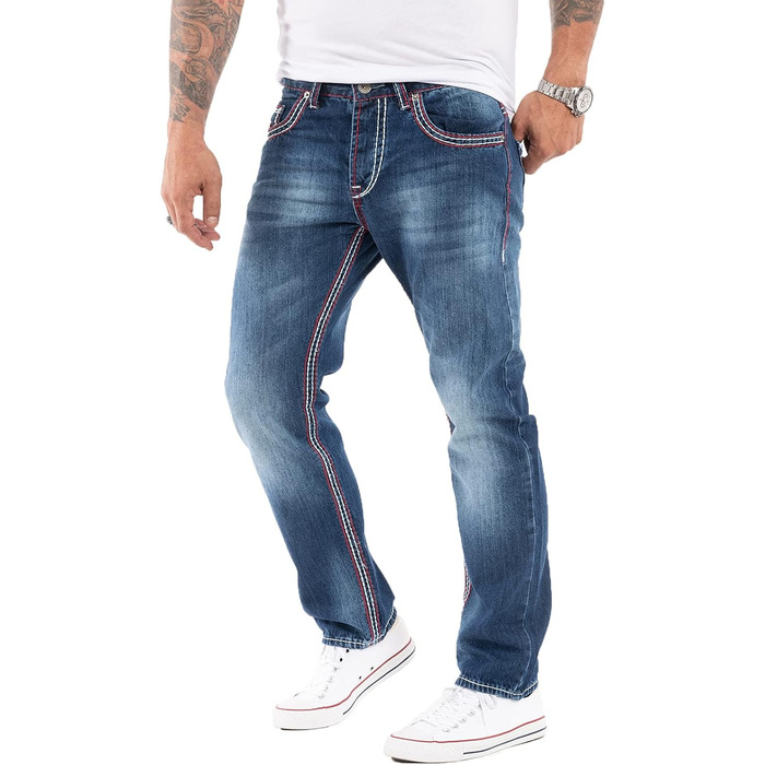 Чоловічі джинси Rock Creek RC-2056, темно-сині, вінтаж, щільні шви, розмір 42W/36L