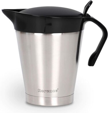 Rorence 950 ml Stainless Steel Thermos Saucepan with Flip Lid, Double Insulated Sauce Pot/Sauce Jug/Thermos Sauce Pot for Dinner Parties