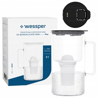 Скляний фільтраційний глечик Wessper D4 BOROSILICATE MINI FF BK з фільтром