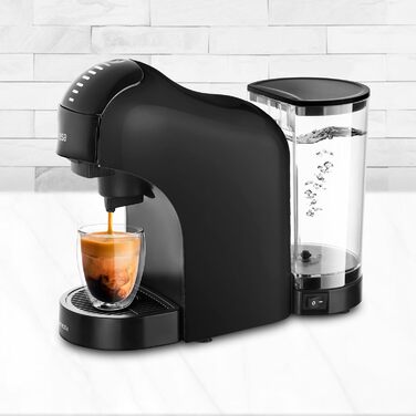 Ufesa Bellagio 3-in-1 Multi-Capsule Coffee Machine for Nespresso Original Capsule, Dolce Gusto, or Ground Coffee, Digital Touch Panel with 7 Levels, 1 L Water Tank, 1400 W, 15 Bar Pressure, Compact (1400 W | Black)