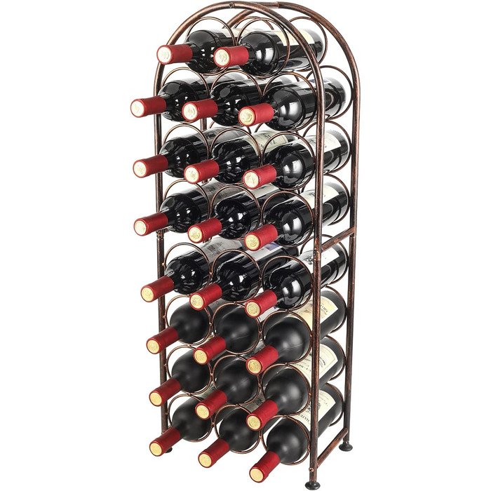 PAG Wine Rack Metal 23 Bottles Freestanding Floor Bottle Rack, Decorative Bottle Holder Stand for Kitchen/Floor/Bar, Antique Brown