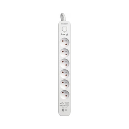 Мережевий фільтр KERG M02602, 6 розеток, 3 м, 16 А, USB-C, USB-A