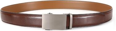 Чоловічий шкіряний ремінь на пряжці, автоматична застібка, 35 мм, регульований, 130 см, для костюма та ділового одягу (колір коричневий)