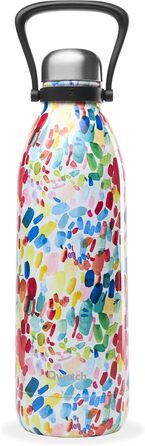 QWETCH 1.5L Stainless Steel & Titanium Thermos Flask - 48H Cold & 16H Hot - Leakproof & BPA-Free - Insulated Water Bottle with Handle - Perfect for Camping, Picnics & Family (1500ml, Arty)