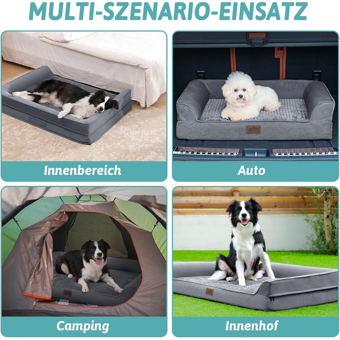 Ортопедичне ліжко для собак, маленьких порід, водовідштовхуваче, сіре, 76x51x19 см