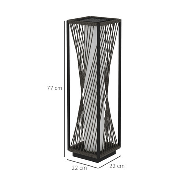 Outsunny Solar Standing Lamp with Light Sensor, 25 LED Lights, Boho Style, IP44 Waterproof, Black+Gray