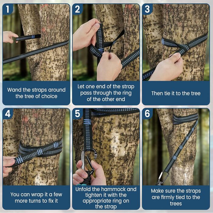 Гамак для двох осіб XXL 300 x 200 см – Складаний, ультралегкий та портативний. Міцний гамак для відпочинку на природі (300 кг) – ідеально для саду, кемпінгу та подорожей (блакитний)