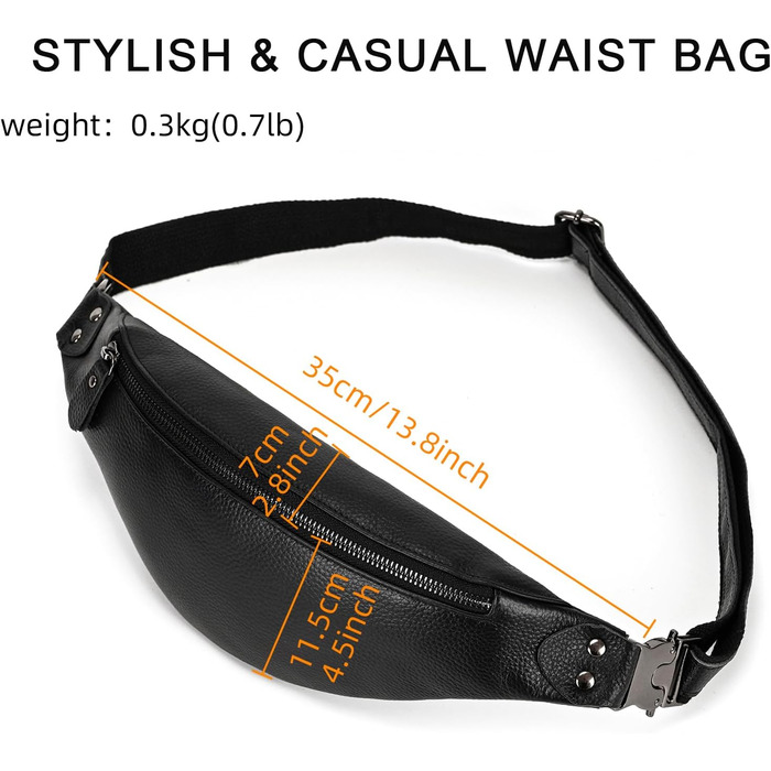 Чоловіча/Жіноча поясна сумка з екошкіри в стилі вінтаж, чорна. Сумка на пояс для подорожей, фестивалів, спорту. (1033lzw Schwarz)