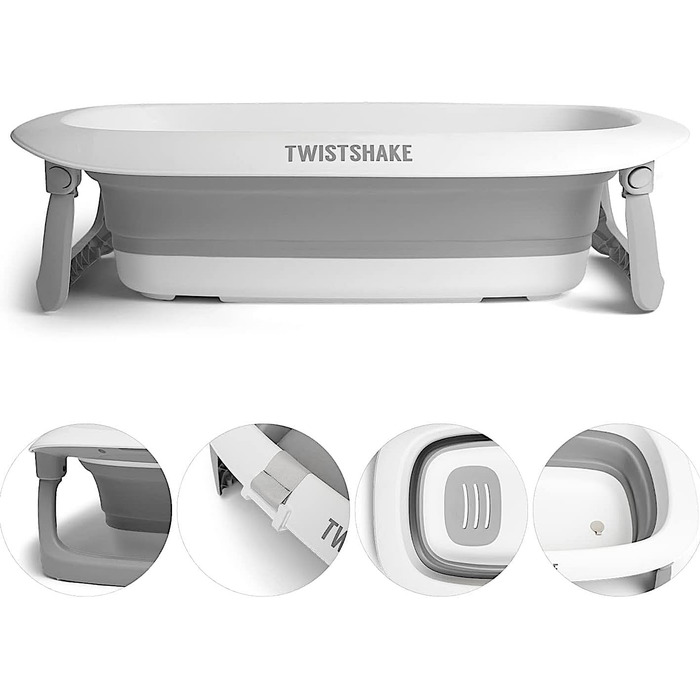 Twistshake Non-Slip Baby Bath Cushion for Newborns | Soft and Foldable Shower Cushions for Toddlers | Floating Air Cushion for Baby Bathing | 0 Months+ | Pastel Grey (Baby Bathtub)