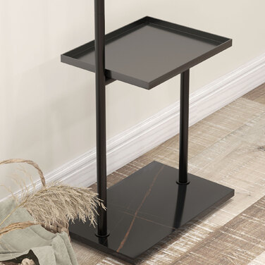 HOMCOM Coat Rack Clothes Rack with Hooks & Tray for Clothes & Hats, Hallway & Entrance, 45x28x148 cm Black