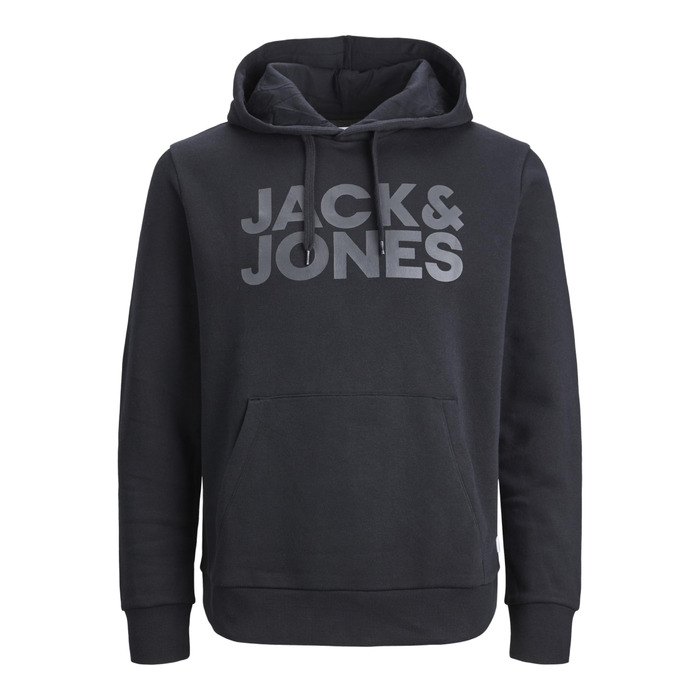 Чоловічий худі Jack & Jones Regular Fit JJEADRIAN з принтом, чорний