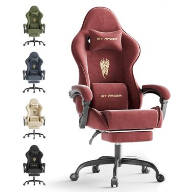 Геймерське крісло Ferghana Ergonomisch LW210: Червоне, з регульованою подушкою для голови та попереку, підлокітниками та підставкою для ніг