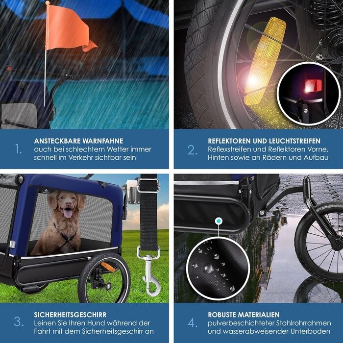 KESSER® Візок для собак Боксер 3-в-1: візок, бугель, велосипедний причіп. Великий об'єм 240 літрів, амортизація, поворотне переднє колесо 360°, матеріал: оксфорд 600D, SmartSpace, вантажопідйомність до 40 кг, зелений (темно-синій)