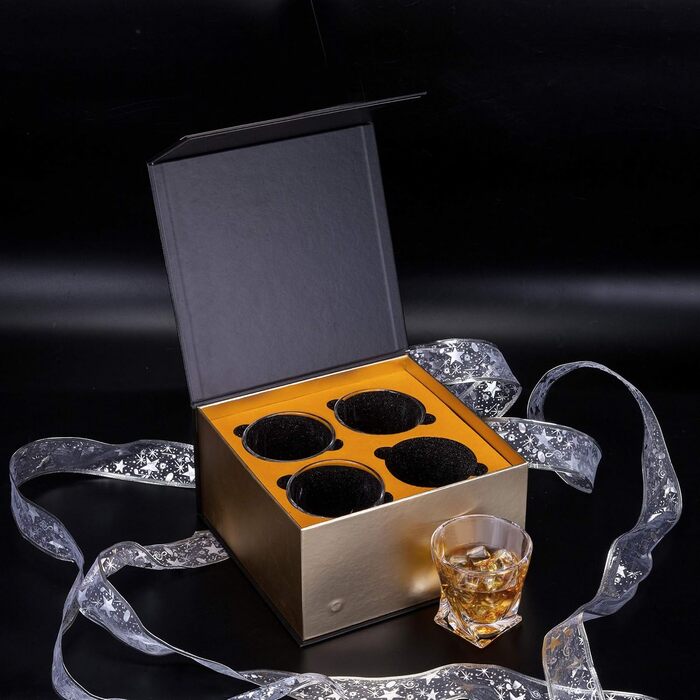 KANARS Whiskey Glasses Set, Lead-Free Crystal Glasses, Whiskey Glass, Beautiful Gift Box, 4-Piece, 300 ml, High Quality